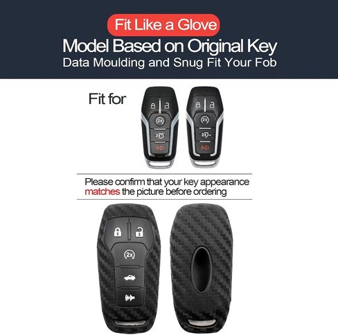 2pcs Compatible with Ford Edge Fusion Explorer Mustang F-150 F-250 F-350 F-450 Super Duty Expedition Lincoln MKC MKX MKZ Nautilus Silicone Key Fob Cover Case Keychain Holder in Saudi Arabia