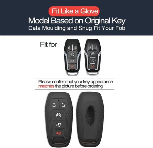 2pcs Compatible with Ford Edge Fusion Explorer Mustang F-150 F-250 F-350 F-450 Super Duty Expedition Lincoln MKC MKX MKZ Nautilus Silicone Key Fob Cover Case Keychain Holder in Saudi Arabia