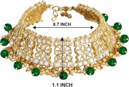 Aheli Set of 2 Indian Traditional Faux Kundan Designer Anklets Ethnic Wedding Fashion Jewelry for Women Green in Saudi Arabia