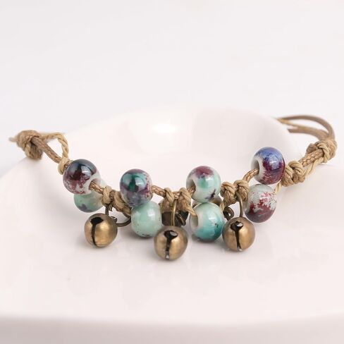 JeanBeau Boho Pottery Seed Beads String Anklets Set for Women Teen Girls – Adjustable Waterproof Rope Vintage Handmade Stackable Beach Braided Clover Star Bell Beaded Stone Bracelet ankle Friendship Summer Jewelry Friends Gift in Saudi Arabia
