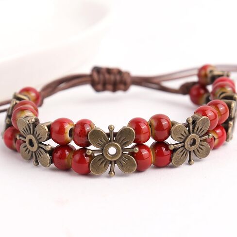 JeanBeau Boho Pottery Seed Beads String Anklets Set for Women Teen Girls – Adjustable Waterproof Rope Vintage Handmade Stackable Beach Braided Clover Star Bell Beaded Stone Bracelet ankle Friendship Summer Jewelry Friends Gift in Saudi Arabia