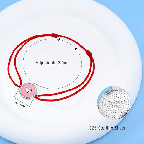 J.Endéar خلخال على شكل قلب للفتيات والنساء، خلخال مطلي بالمينا الوردي المقاوم للماء 925 من الفضة الإسترلينية، خلخال بحبل بوهو قابل للتعديل، مجوهرات أصلية in Kuwait