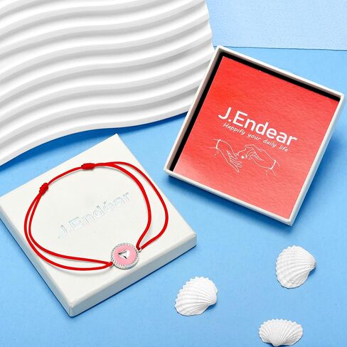 J.Endéar خلخال على شكل قلب للفتيات والنساء، خلخال مطلي بالمينا الوردي المقاوم للماء 925 من الفضة الإسترلينية، خلخال بحبل بوهو قابل للتعديل، مجوهرات أصلية in Kuwait