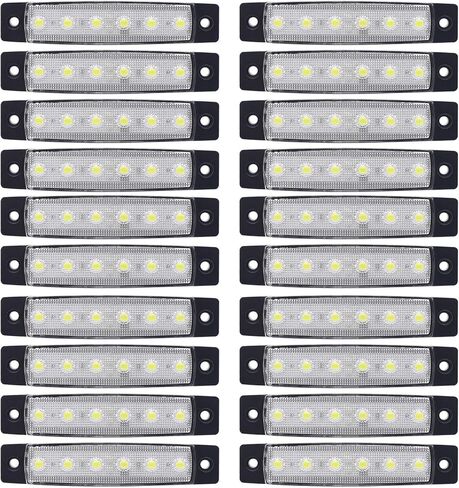 TMH (عبوة من 20) 20 قطعة 3.8 بوصة 6 مصابيح LED للعلامات الجانبية البيضاء، مصابيح علامة للمقطورة، مصباح علامة الجانب الخلفي، مصابيح علامة LED للشاحنات، علامة الكابينة، ضوء علامة RV in Kuwait