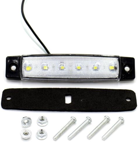 TMH (عبوة من 20) 20 قطعة 3.8 بوصة 6 مصابيح LED للعلامات الجانبية البيضاء، مصابيح علامة للمقطورة، مصباح علامة الجانب الخلفي، مصابيح علامة LED للشاحنات، علامة الكابينة، ضوء علامة RV in Kuwait