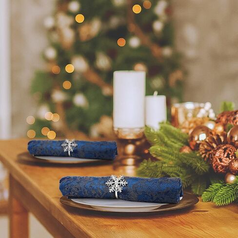 Patelai 6 Pieces Snowflake Napkin Rings Set Xmas Snowflake Napkin Holders Rhinestone Napkin Rings Holder for Christmas Wedding Party Table Supplies Decoration (Gold) in Saudi Arabia