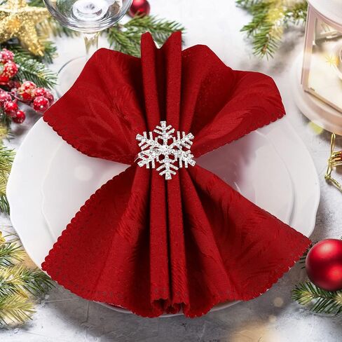 Patelai 6 Pieces Snowflake Napkin Rings Set Xmas Snowflake Napkin Holders Rhinestone Napkin Rings Holder for Christmas Wedding Party Table Supplies Decoration (Gold) in Saudi Arabia