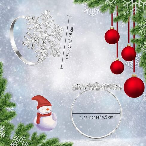Patelai 6 Pieces Snowflake Napkin Rings Set Xmas Snowflake Napkin Holders Rhinestone Napkin Rings Holder for Christmas Wedding Party Table Supplies Decoration (Gold) in Saudi Arabia