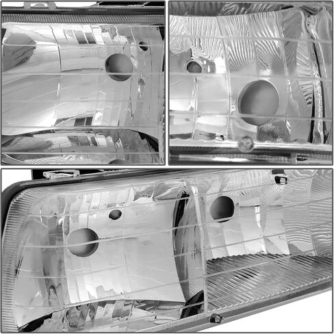 DNA MOTORING HL-OH-CS99-4P-CH-AB Chrome Amber Headlights Compatible with 99-02 Silverado 1500 00-06 Suburban 1500 / Tahoe, Bottom Bumper Lights Fit OE Grill in Saudi Arabia