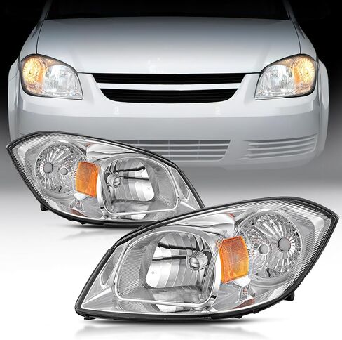Nilight Headlight Assembly for 2005 2006 2007 2008 2009 2010 Chevy Cobalt 2005-2009 Pontiac Pickup Truck Replacement Headlamp Chrome Housing Amber Reflector Driver and Passenger Side, 2 Years Warranty in Saudi Arabia
