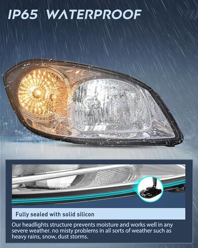 Nilight Headlight Assembly for 2005 2006 2007 2008 2009 2010 Chevy Cobalt 2005-2009 Pontiac Pickup Truck Replacement Headlamp Chrome Housing Amber Reflector Driver and Passenger Side, 2 Years Warranty in Saudi Arabia