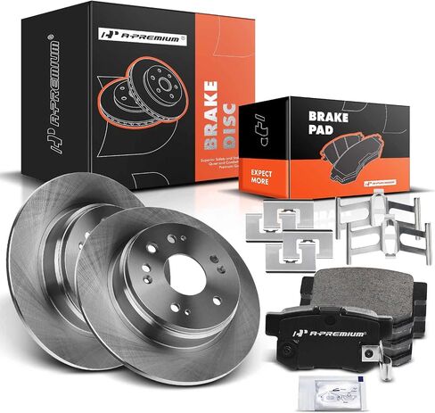 A-Premium 11.09 inch (281.7mm) Front Drilled and Slotted Disc Brake Rotors + Ceramic Pads Kit Compatible with Select Honda Models - CR-V 2002 2003 2004 L4 2.4L, 6-PC Set in Saudi Arabia
