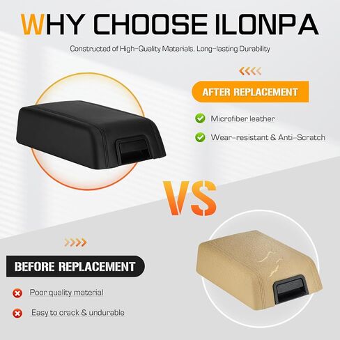 ILONPA Black Center Console Lid Cover Armrest Box Cover Kit w/Latch Compatible with 2004 2005 2006 2007 2008 Ford F150 Replaces 5L3Z1506024AAD in Saudi Arabia