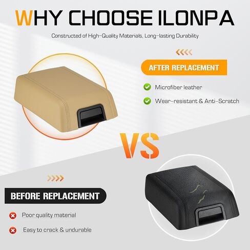 ILONPA Black Center Console Lid Cover Armrest Box Cover Kit w/Latch Compatible with 2004 2005 2006 2007 2008 Ford F150 Replaces 5L3Z1506024AAD in Saudi Arabia