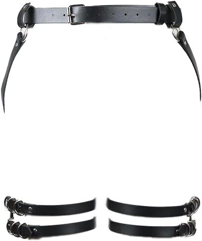Leather Body Belt Leg Harness for Women Fashion, Adjustable Body Chain Belt Rave Garter Belt for Jeans Party Accessories in Saudi Arabia