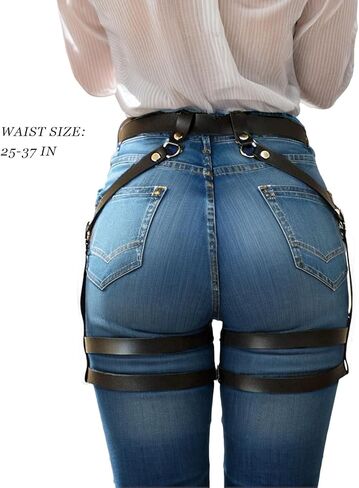 Leather Body Belt Leg Harness for Women Fashion, Adjustable Body Chain Belt Rave Garter Belt for Jeans Party Accessories in Saudi Arabia