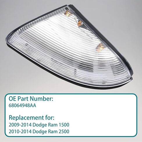 HQPASFY LED مرآة بدوره إشارة الضوء الأمامي الأيسر للسائق متوافق مع دودج 2009-2014 رام 1500 2010-2014 رام 2500 استبدال #68064949AA in Kuwait