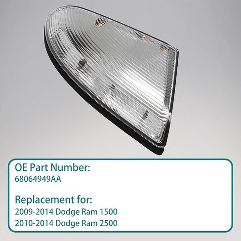 HQPASFY LED مرآة بدوره إشارة الضوء الأمامي الأيسر للسائق متوافق مع دودج 2009-2014 رام 1500 2010-2014 رام 2500 استبدال #68064949AA in Kuwait