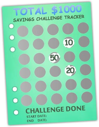 Scratch Off Money Saving Challenge Binder Trackers for 6 Ring A5 Binders,4 Pcs Per Pack in Saudi Arabia