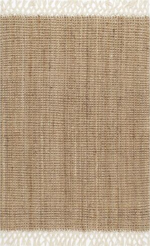 سجادة منطقة NuLOOM Raleigh Farmhouse Jute Tasseled Area، مقاس 5×8، طبيعية in Kuwait