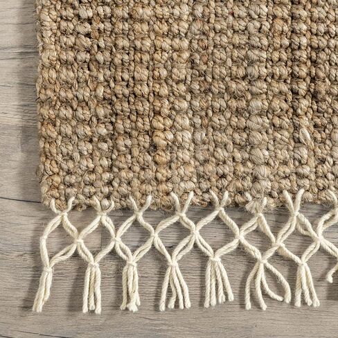 سجادة منطقة NuLOOM Raleigh Farmhouse Jute Tasseled Area، مقاس 5×8، طبيعية in Kuwait