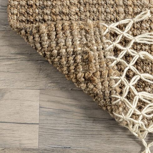 سجادة منطقة NuLOOM Raleigh Farmhouse Jute Tasseled Area، مقاس 5×8، طبيعية in Kuwait