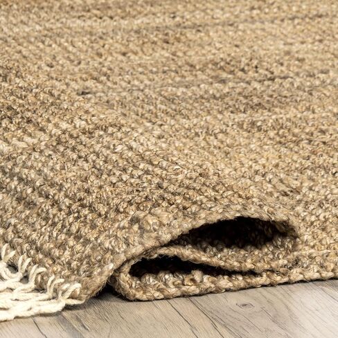 سجادة منطقة NuLOOM Raleigh Farmhouse Jute Tasseled Area، مقاس 5×8، طبيعية in Kuwait