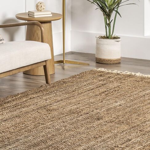سجادة منطقة NuLOOM Raleigh Farmhouse Jute Tasseled Area، مقاس 5×8، طبيعية in Kuwait