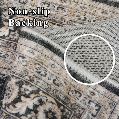 Area Rugs for Living Room Washable: 5x7 Bedroom Dining Room Rug - Vintage Distressed Printed Carpet - Thin Stain Resistant Carpets with Non Slip Backing Black 5x7 in Saudi Arabia