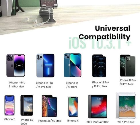 Apple MFi Certified Lightning to 3.5 mm Headphone Jack Adapter for iPhone, 2 Pack iPhone 3.5mm Aux Audio Adapter Converter Cable Dongle Compatible for iPhone 14 13 12 11 Pro Max XS XR X 8 7 6 iPad in Kuwait