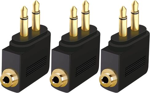 T Tersely [3 Pack] Airplane Headphone Audio Adapter, for Audio Jack to Plug Air Plane Flight Connector Dual Socket Earphone Dual 3.5mm Male to 3.5mm Female, Headset Adaptor Fits Bose Beats in Saudi Arabia