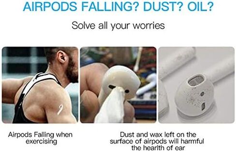 DamonLight (Fit in The case) Airpods Earpods Covers Anti-Slip Silicone Soft Sport Covers Accessories for AirPods Earbud AirPods Ear Tips 2 Pairs (White) in Kuwait