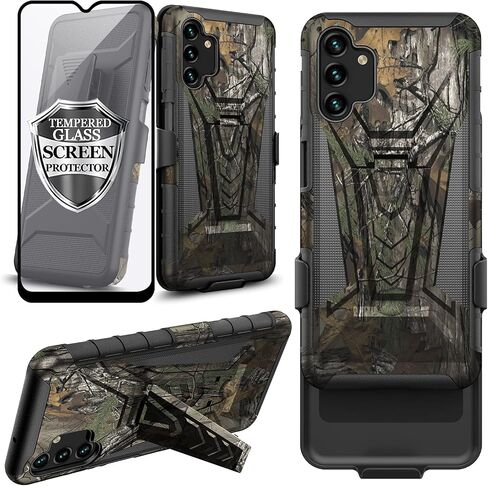 Ailiber for Samsung Galaxy A04S Holster Case, Galaxy A13 5G Case with Screen Protector, Swivel Belt Clip with Kickstand, Heavy Duty Full Body Shockproof Protective Phone Cover for Galaxy A04 S-Black in Saudi Arabia