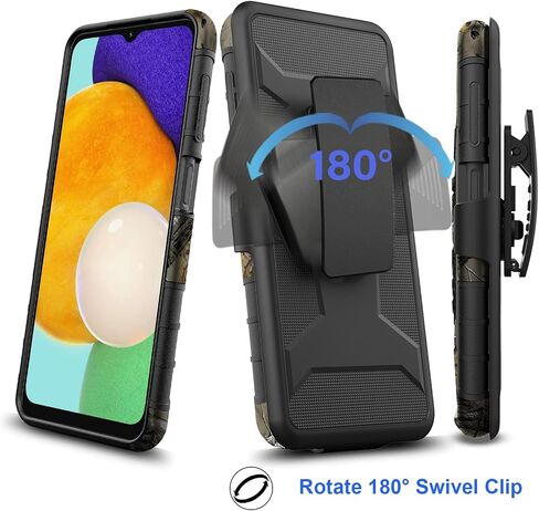 Ailiber for Samsung Galaxy A04S Holster Case, Galaxy A13 5G Case with Screen Protector, Swivel Belt Clip with Kickstand, Heavy Duty Full Body Shockproof Protective Phone Cover for Galaxy A04 S-Black in Saudi Arabia