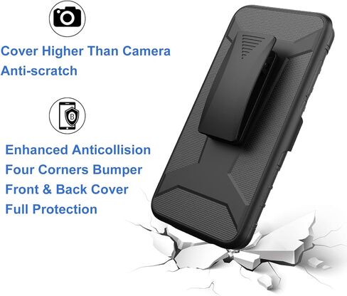 Ailiber for Samsung Galaxy A04S Holster Case, Galaxy A13 5G Case with Screen Protector, Swivel Belt Clip with Kickstand, Heavy Duty Full Body Shockproof Protective Phone Cover for Galaxy A04 S-Black in Saudi Arabia