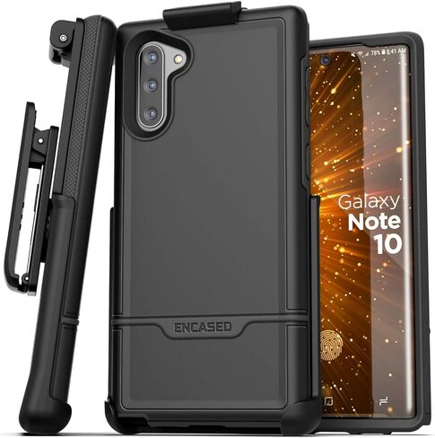 Encased Galaxy Note 10 Belt Clip Protective Holster Case (2019 Rebel Armor) Heavy Duty Rugged Full Body Cover w/Holder for Samsung Note 10 (Black) in Saudi Arabia