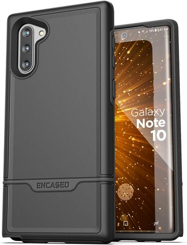 Encased Galaxy Note 10 Belt Clip Protective Holster Case (2019 Rebel Armor) Heavy Duty Rugged Full Body Cover w/Holder for Samsung Note 10 (Black) in Saudi Arabia