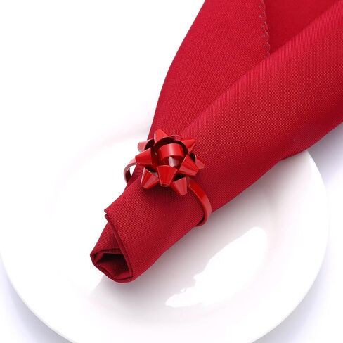 12PCS Christmas Napkin Rings Set for Table Settings, Festive Gift Bow Napkin Holder Rings for Christmas Thanksgiving New Year Party Dinner Table Decoration (12PCS Gold+Red+Green) in Kuwait