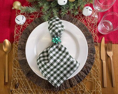 12PCS Christmas Napkin Rings Set for Table Settings, Festive Gift Bow Napkin Holder Rings for Christmas Thanksgiving New Year Party Dinner Table Decoration (12PCS Gold+Red+Green) in Kuwait