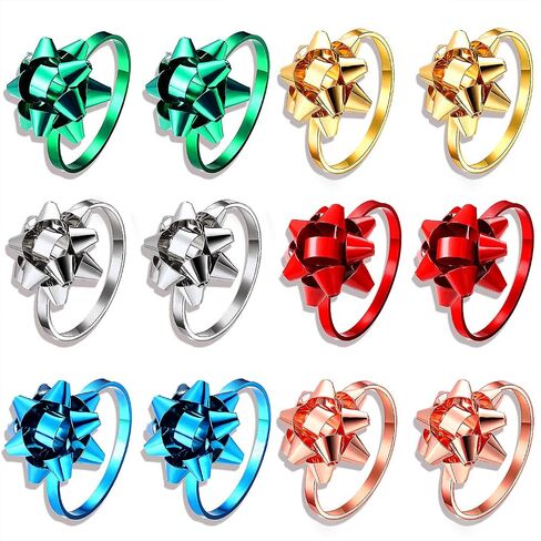 12PCS Christmas Napkin Rings Set for Table Settings, Festive Gift Bow Napkin Holder Rings for Christmas Thanksgiving New Year Party Dinner Table Decoration (12PCS Gold+Red+Green) in Saudi Arabia