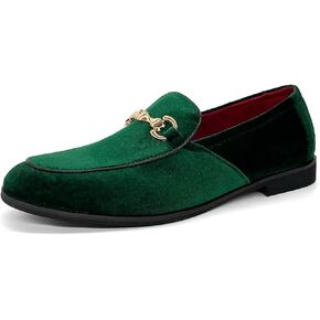 CMM Men's Velvet Slip On Loafers Shiny Metallic Slipper Loafers Luxury Dress Shoes Nightclub Party