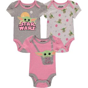 Happy Threads baby-girls Baby Yoda Creeper Bodysuit 3 PackBodysuit in Kuwait