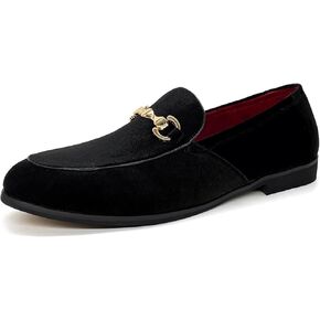 CMM Men's Velvet Slip On Loafers Shiny Metallic Slipper Loafers Luxury Dress Shoes Nightclub Party