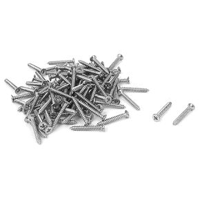 100 Pcs M2.6x10mm Flat Head Wood Self Tapping 304 Stainless Steel Screw Phillips Head Self Drilling
