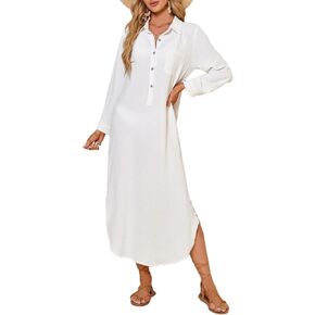 Bsubseach Long Beach Cover Ups for Women Button Down Bathing Suit Coverup Vacation Outfits