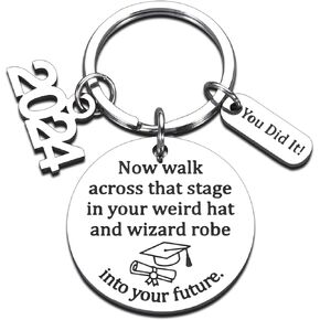 2024 Graduation Gifts for Him Her Class of 2024 Funny Keychain High School College Graduation Gifts for Daughter Son Senior 2024 Gifts for Boys Girls Master Phd Graduation Grad Gifts for Women Men