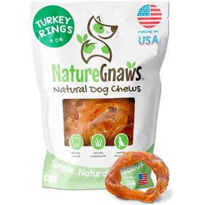 Nature Gnaws USA Turkey Tendon Rings 8oz – Natural Dog Chew Treats – Made in USA