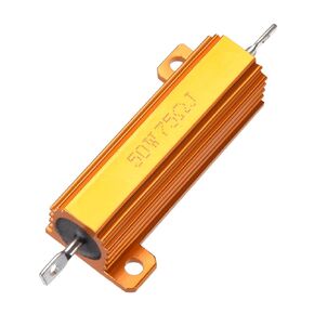 uxcell 50W 75 Ohm 5% Aluminum Housing Resistor Screw Tap Chassis Mounted Aluminum Case Wirewound Resistor Load Resistors Gold Tone 1pcs