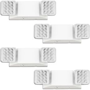 LED Emergency Lights with Battery Backup, Two Head Adjustable Commercial Emergency Lights Fixture, Emergency Light for Home Power Failure, Wall Mount, Hard Wired, 120-277V, Fire Resistant 2 Pack