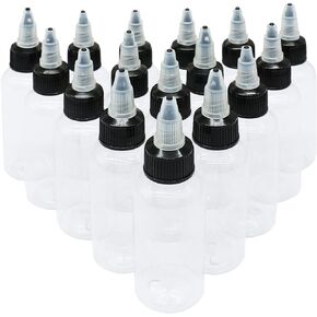 16Pcs 2 oz Bottles,PET Plastic Extruded Liquid Bottle,Hard Plastic Extruded Liquid Bottle,dropper,dispensing bottle,Laboratory wash Bottle,Watercolor Pigment Bottle, Ink Discharge Bottle(60ml)